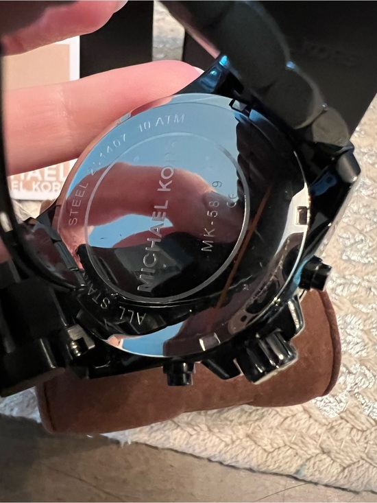 SALE! Michael Kors Black Watch MK 5879 with Rose Gold Dial and Crystal Bezel main image 9